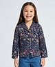 Tiny Girl Cotton Woven Full Sleeves Abstract Printed Shirt - Navy Blue