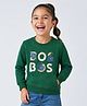 Tiny Girl Cotton Woven Full Sleeves Floral Applique Detailed Sweatshirt - Bottle Green
