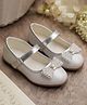 boyz n galz Pearl Embellished Bow Applique Detailed Velcro Closure Ballerinas - White