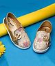 boyz n galz Floral Lace Design & Bow Applique Detailed Slip On Shoes - Gold