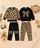 Luke and Lilly Cotton Blend Knit Pack Of 2 Full Sleeves Leopard & Bow Printed Winter Sweatshirt & Pants Set - Multi Colour