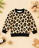 Luke and Lilly Cotton Blend Knit Full Sleeves Leopard Printed Light Winter Sweatshirt - Beige