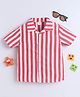 BABY NATION Cotton Woven Half Sleeves Striped Shirt - Red