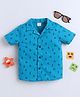 BABY NATION Cotton Woven Half Sleeves Surfers Printed Shirt - Turquoise
