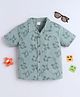 BABY NATION Cotton Woven Half Sleeves Airplane Printed Shirt - Light Green
