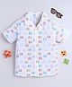BABY NATION Cotton Woven Half Sleeves Elephant Printed Shirt - White