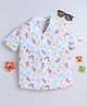 BABY NATION Cotton Woven Half Sleeves Animals Printed Shirt - White