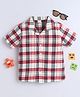 BABY NATION Cotton Woven Half Sleeves Checked Shirt - Dark Red