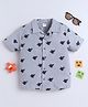 BABY NATION Cotton Woven Half Sleeves Eagle Printed Shirt - Grey