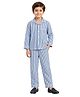 Biglilpeople Cotton Woven Full Sleeves Striped Coordinating Shirt & Pants Night Suit - Blue
