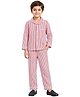 Biglilpeople Cotton Woven Full Sleeves Striped Coordinating Shirt & Pants Night Suit - Red
