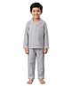 Biglilpeople Cotton Woven Full Sleeves Striped Coordinating Shirt & Pants Night Suit - Grey