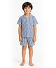 Biglilpeople Cotton Woven Half Sleeves Striped Coordinating Shirt & Shorts Night Suit - Blue