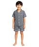 Biglilpeople Cotton Woven Half Sleeves Striped Coordinating Shirt & Shorts Night Suit - Black