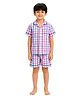 Biglilpeople Cotton Woven Half Sleeves Checked Coordinating Shirt & Shorts Night Suit - Multi Colour