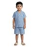 Biglilpeople Cotton Woven Half Sleeves Striped Coordinating Shirt & Shorts Night Suit - Blue