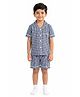 Biglilpeople Cotton Woven Half Sleeves Striped Coordinating Shirt & Shorts Night Suit - Navy Blue