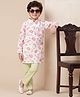 Bella Moda Cotton Woven Full Sleeves Lotus Printed Kurta Pyjama Set - Pink