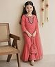 Bella Moda Cotton Woven Three Fourth Sleeves Ethnic Motifs Embroidered Kurti Sharara With Dupatta Set - Pink