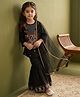 Bella Moda Cotton Woven Three Fourth Sleeves Floral & Paisley Embroidered Kurti Sharara With Dupatta Set - Black