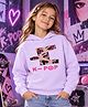 NUSYL Fleece Knit Full Sleeves K Pop Text Printed Light Winter Hoodie - Lilac