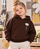 NUSYL Fleece Knit Full Sleeves Floral Printed Light Winter Hoodie - Brown