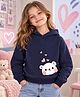 NUSYL Fleece Knit Full Sleeves Bear Printed Light Winter Hoodie - Navy Blue