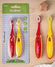Baybee Ultra Soft Baby Toothbrush Set | BPA-Free Smooth Baby Oral Cleaner for New Born | Silicone Brush for Massaging & Cleaning Gums for Babies | Easy Grip Handle Toothbrush (Red/Yellow)