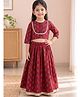 Campana 100% Cotton Woven Three Fourth Sleeves Floral Printed Lace Embellished Lehenga & Choli Set - Maroon