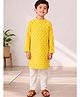 Campana 100% Cotton Woven Full Sleeves Floral Printed Kurta & Pyjama Set - Yellow & White