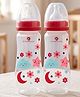 StarAndDaisy Anti Colic Baby Plastic Feeding Bottle Slim Regular Neck Cherry Red 250 ml Pack of 2 for Comfortable Feeding and Everyday Use