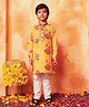 LIL PITAARA Pure Cotton Knit Full Sleeves Floral Printed Kurta & Pyjama Set - Yellow