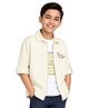 CAVIO Cotton Woven Full Sleeves You Are Stronger Text Embroidered Shirt With Tee - Cream