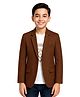 CAVIO Boys Cotton Woven Full Sleeves Solid Blazer With Growth Text Foil Printed - Brown