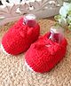 Woonie Hand Knitted Knot Detailed Booties - Red