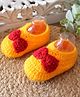 Woonie Hand Knitted Bow Applique Detailed Booties - Yellow