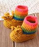 Woonie Hand Knitted Bow Applique Detailed Booties - Multi Colour