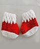 Knits & Knots Knit Colour Blocked Handmade Booties - Red & White