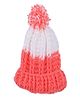 Knits & Knots Hand Knitted Pom Pom Embellished Cap - Peach - Circumference 35 Cm