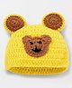 Knits & Knots Hand Knitted Bear Designed Ear Applique Detailed Cap - Yellow - Circumference 40.5 Cm