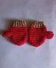 Knits & Knots Hand Knitted Colour Blocked Mittens - Red & Brown