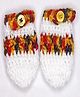 Knits & Knots Hand Knitted Colour Blocked MIttens - Multi Colour & White