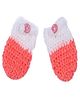 Knits & Knots Hand Knitted Colour Blocked Mittens - Peach & White