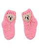 Knits & Knots Hand Knitted Bear Applique Detailed Socks - Pink
