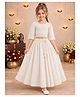 ISHTI Cotton Woven Three Fourth Sleeves Floral Embroidered Lehenga Choli Set - White