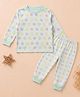 A Toddler Thing Modal Knit Full Sleeves Circles Printed Coordinating Tee & Pants Night Suit - Green