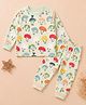 A Toddler Thing Modal Knit Full Sleeves Cartoons Printed Coordinating Tee & Pants Night Suit - Blue