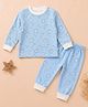 A Toddler Thing Modal Knit Full Sleeves Stars & Moon Printed Coordinating Tee & Pants Night Suit - Blue