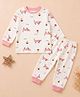 A Toddler Thing Modal Knit Full Sleeves Dogs Printed Coordinating Tee & Pants Night Suit - Pink