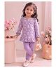 Mars Infiniti Cotton Full Sleeves Ballerinas Printed Top & Pant Set - Purple